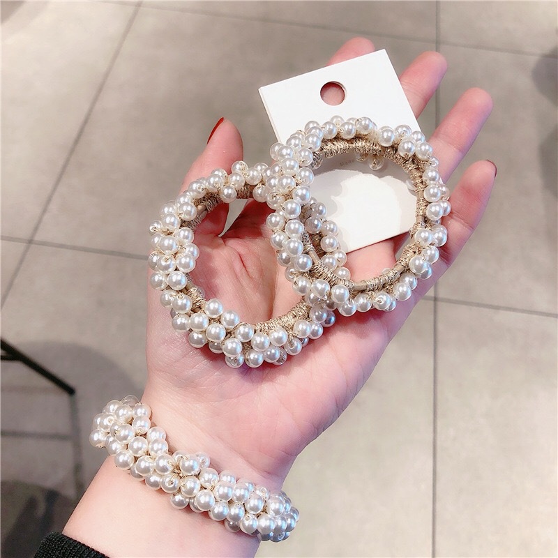 Xuan Ya Pearl Hair Band Bracelet Dual-Purpose Headband Female Online Influencer Tie Hair Accessories Dongdaemun Hair Accessory Headdress Pearl Hair Band