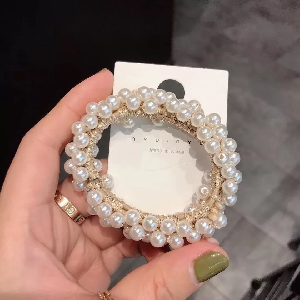 Xuan Ya Pearl Hair Band Bracelet Dual-Purpose Headband Female Online Influencer Tie Hair Accessories Dongdaemun Hair Accessory Headdress Pearl Hair Band