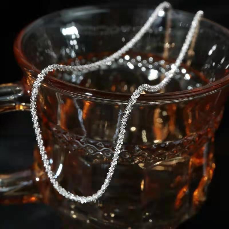 925 Silver Super Fairy Sparkling Collarbone Necklace Bracelet Choker Pure Necklace Personalized Necklace European and American Net Red Wind Necklace Women