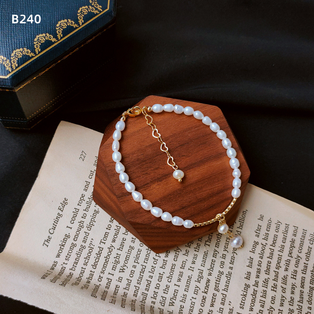 Bright Eyes Plated 14K Real Gold Natural Freshwater Pearl Mori Style Retro Beautiful Classical Beautiful Simple Bracelet Women's Bracelet Bright Eyes Plated 14K Real Gold Natural Freshwater Pearl Mori Style Retro Beautiful Classical Beautiful Simple Bracelet Women's Bracelet