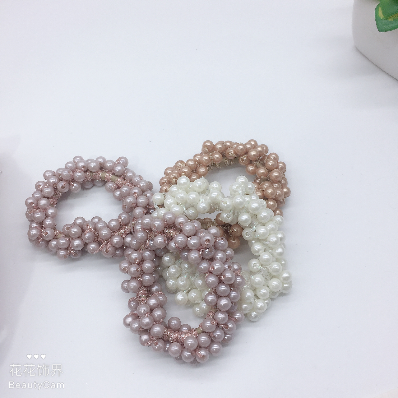 Tie Hair Rubber Band Adult Hair String Pearl Love Hair String Korean version of female simple bracelet hair ring