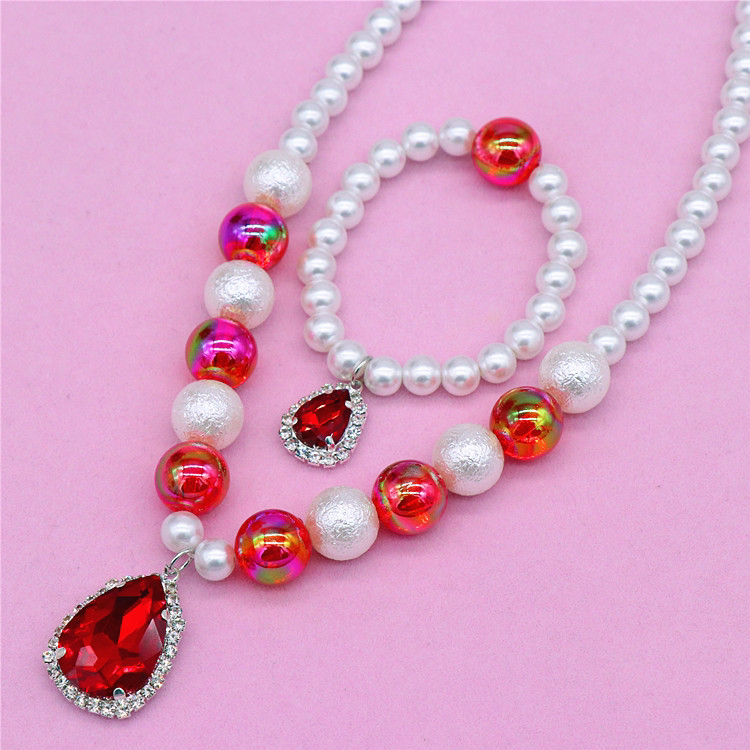 Children's Bracelet Set Girls' Imitation Pearl Gem Girls' Baby Necklace Bracelet Children's Bracelet Set Girls' Imitation Pearl Gem Girls' Baby Necklace Bracelet