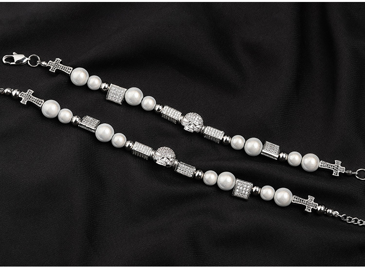 Trendy Partner Star Same Style Diamond Skull Necklace Bracelet Hipster Hip Hop Stainless Steel Bead Chain Pearl Chain Trendy Partner Star Same Style Diamond Skull Necklace Bracelet Hipster Hip Hop Stainless Steel Bead Chain Pearl Chain
