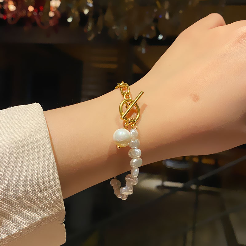 Women's Korean-Style Simple Titanium Steel Pearl Bracelet Ins Love Star Moon Double-Layer Stainless Steel Cuban Link Chain Trendy Bracelet Women's Korean-Style Simple Titanium Steel Pearl Bracelet Ins Love Star Moon Double-Layer Stainless Steel Cuban Link Chain Trendy Bracelet