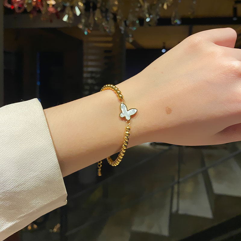 Women's Korean-Style Simple Titanium Steel Pearl Bracelet Ins Love Star Moon Double-Layer Stainless Steel Cuban Link Chain Trendy Bracelet Women's Korean-Style Simple Titanium Steel Pearl Bracelet Ins Love Star Moon Double-Layer Stainless Steel Cuban Link Chain Trendy Bracelet