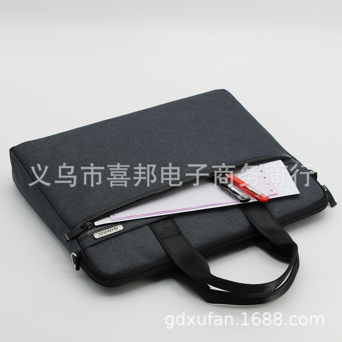 Qinbo Zipper Portable Briefcase File Bag Canvas Large Capacity Computer Bag Canvas Briefcase Batch Customization