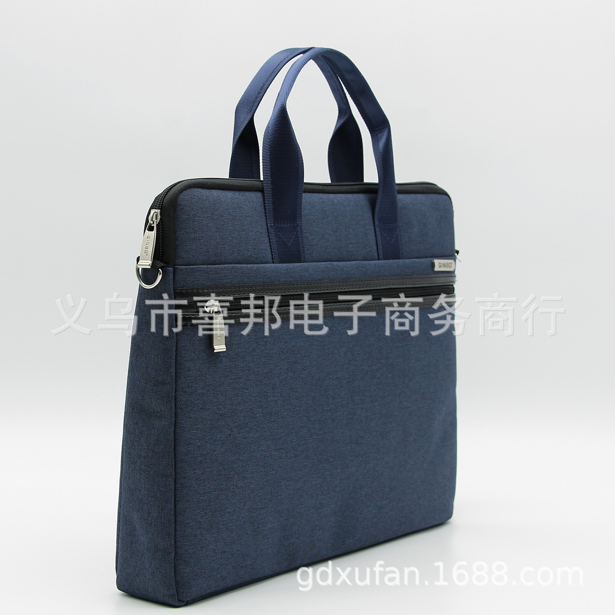 Qinbo Zipper Portable Briefcase File Bag Canvas Large Capacity Computer Bag Canvas Briefcase Batch Customization