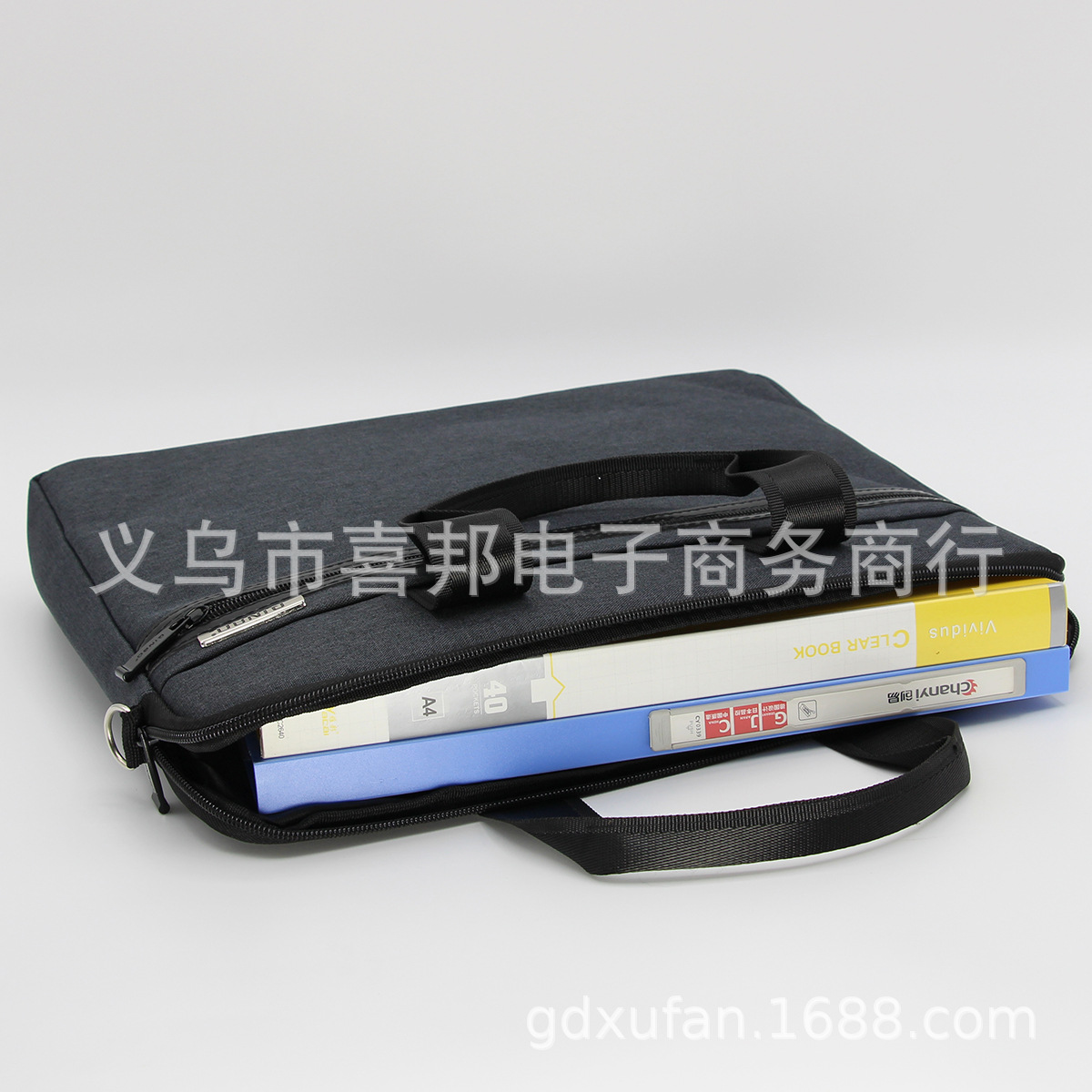 Qinbo Zipper Portable Briefcase File Bag Canvas Large Capacity Computer Bag Canvas Briefcase Batch Customization