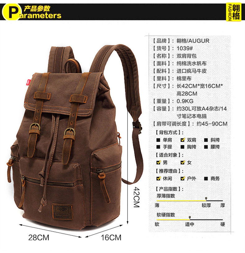 AugurSoaring Canvas Bag Retro Men's Bag Backpack Computer Bag Student Bag CrossBorder AugurSoaring Canvas Bag Retro Men's Bag Backpack Computer Bag Student Bag CrossBorder