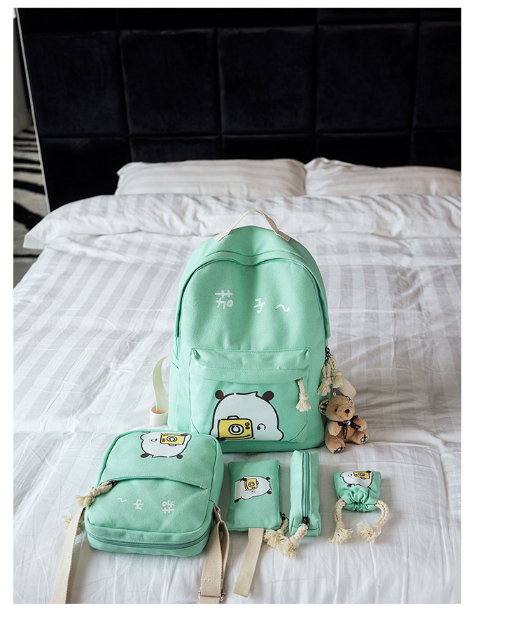 Computer Bag Schoolbag Backpack Backpack Canvas Bag Female School Cat Garden Style Student Travel Casual Cute Six-Piece Set Computer Bag Schoolbag Backpack Backpack Canvas Bag Female School Cat Garden Style Student Travel Casual Cute Six-Piece Set
