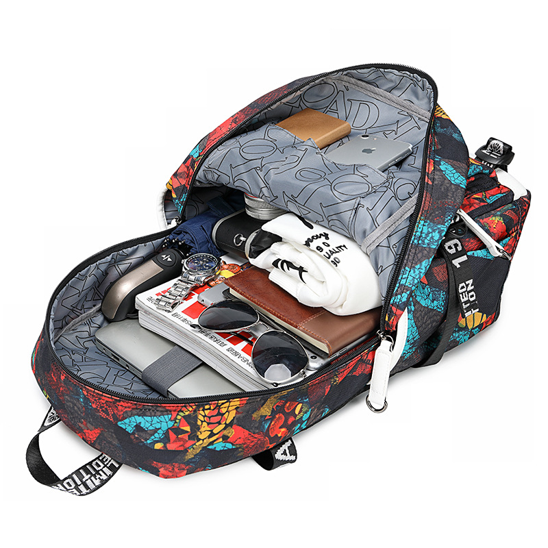 Backpack Men&#039;s High School Students Schoolbag Cross-Border Thermal Transfer Printing Waterproof Computer Bag Outdoor Street Travel Backpack
