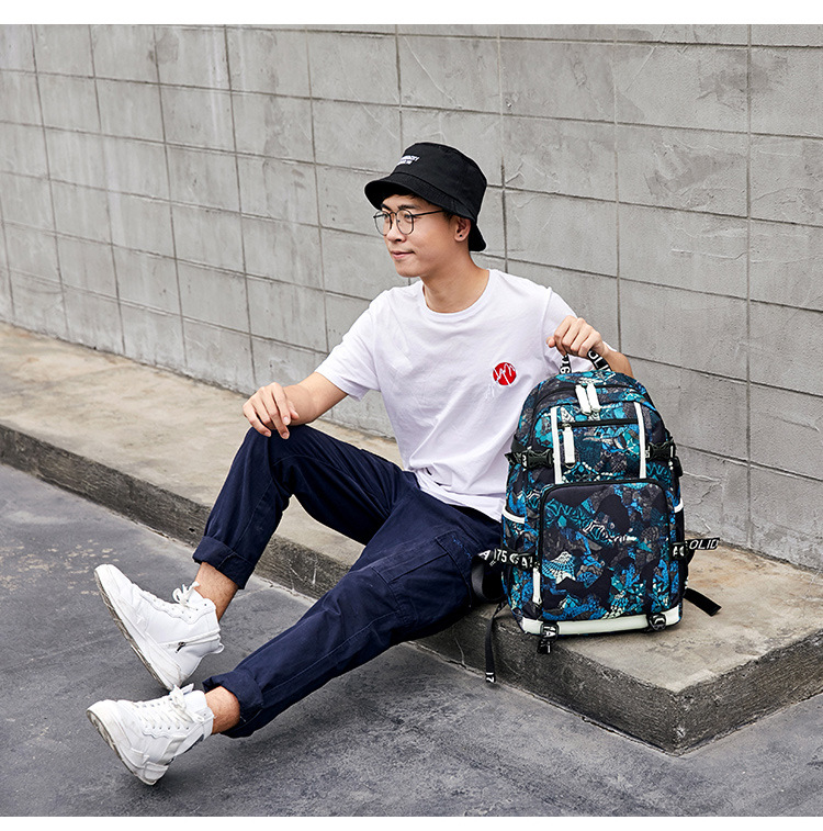Backpack Men's High School Students Schoolbag Cross-Border Thermal Transfer Printing Waterproof Computer Bag Outdoor Street Travel Backpack Backpack Men's High School Students Schoolbag Cross-Border Thermal Transfer Printing Waterproof Computer Bag Outdoor Street Travel Backpack