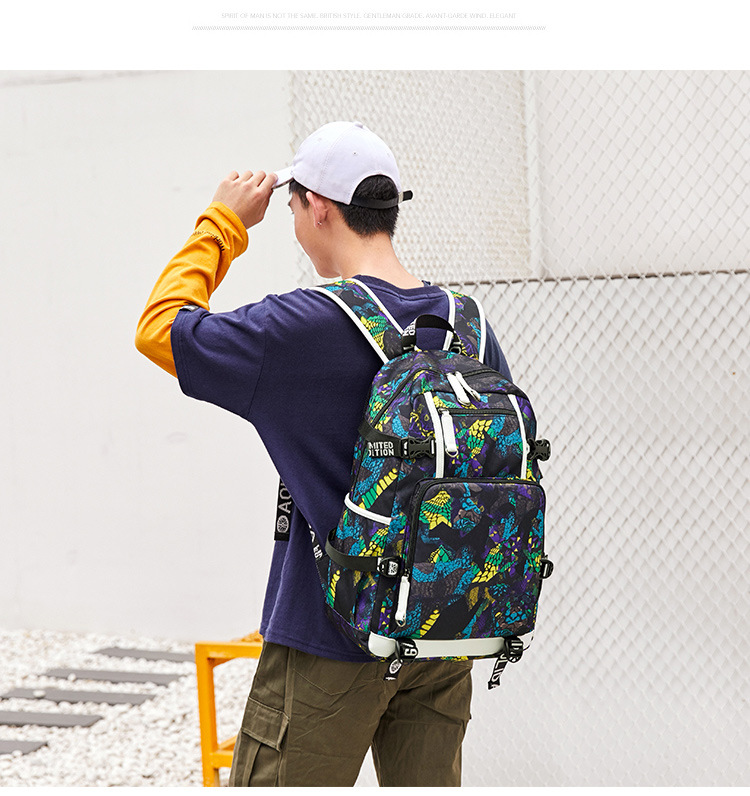 Backpack Men's High School Students Schoolbag Cross-Border Thermal Transfer Printing Waterproof Computer Bag Outdoor Street Travel Backpack Backpack Men's High School Students Schoolbag Cross-Border Thermal Transfer Printing Waterproof Computer Bag Outdoor Street Travel Backpack