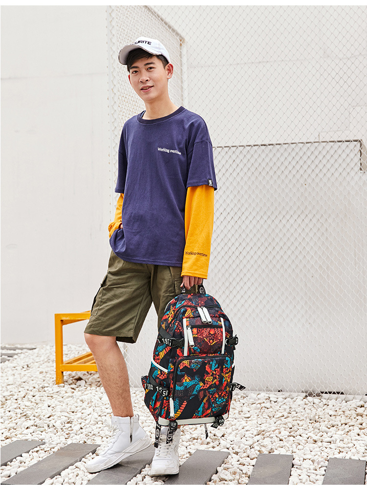 Backpack Men's High School Students Schoolbag Cross-Border Thermal Transfer Printing Waterproof Computer Bag Outdoor Street Travel Backpack Backpack Men's High School Students Schoolbag Cross-Border Thermal Transfer Printing Waterproof Computer Bag Outdoor Street Travel Backpack