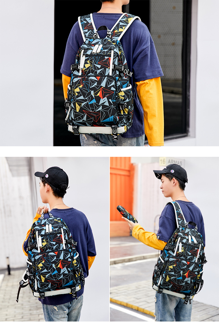 Backpack Men's High School Students Schoolbag Cross-Border Thermal Transfer Printing Waterproof Computer Bag Outdoor Street Travel Backpack Backpack Men's High School Students Schoolbag Cross-Border Thermal Transfer Printing Waterproof Computer Bag Outdoor Street Travel Backpack