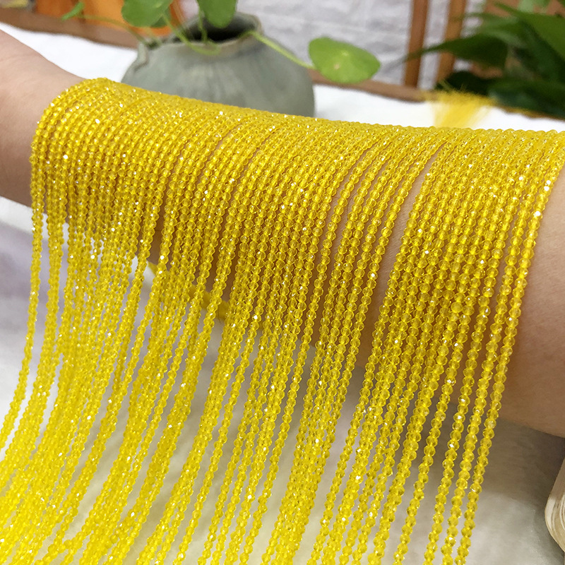 Lemon Yellow near Natural Stone 3mm Spinel Semi-Finished Products Long Chain DIY Bracelet Anklet Factory Direct Supply