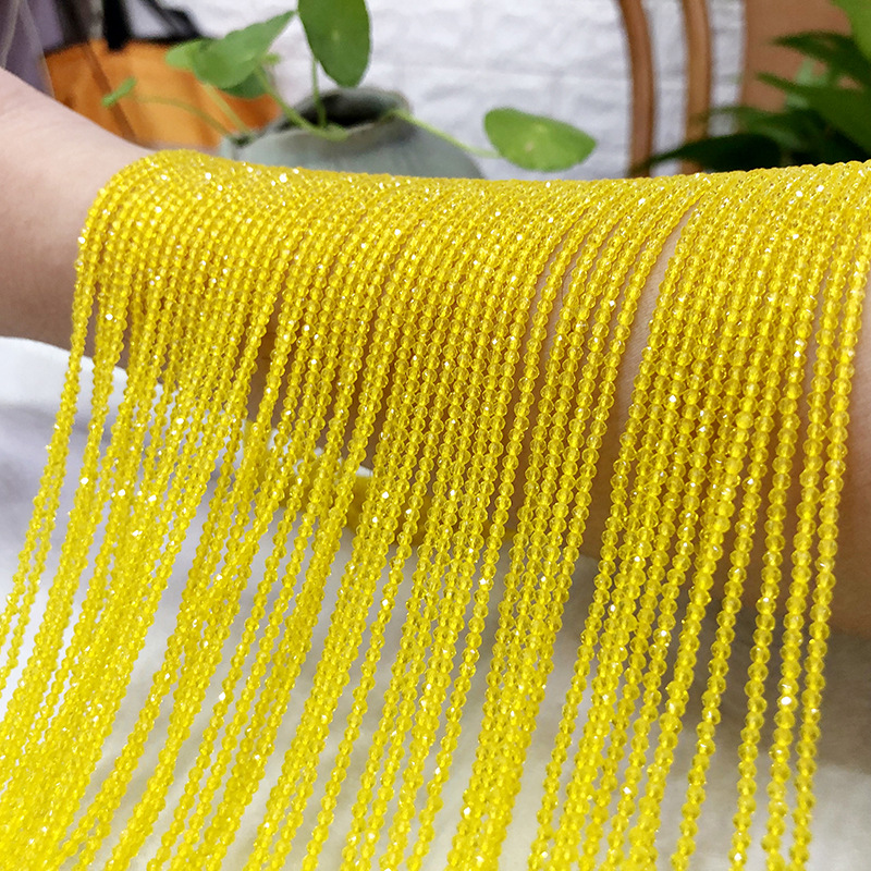 Lemon Yellow near Natural Stone 3mm Spinel Semi-Finished Products Long Chain DIY Bracelet Anklet Factory Direct Supply