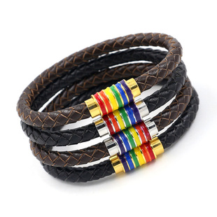 Factory Direct Sales Black Red Yellow Green Four-Color Woven Leather Bracelet Jamaica Reggae Leather Bracelet Wrist Ring Factory Direct Sales Black Red Yellow Green Four-Color Woven Leather Bracelet Jamaica Reggae Leather Bracelet Wrist Ring