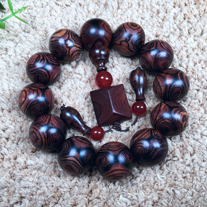 Hainan Scented Rosewood Bracelet 2.0 Face-to-Eye Purple Pear Old Materials Men&#039;s and Women&#039;s 108 Sea Yellow Beads Bracelet