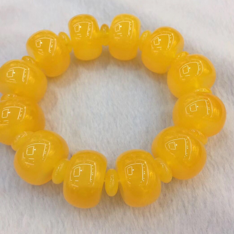 Natural second generation amber honey wax bracelet chicken oil yellow blood blue pearl honey wax bracelet hand string 