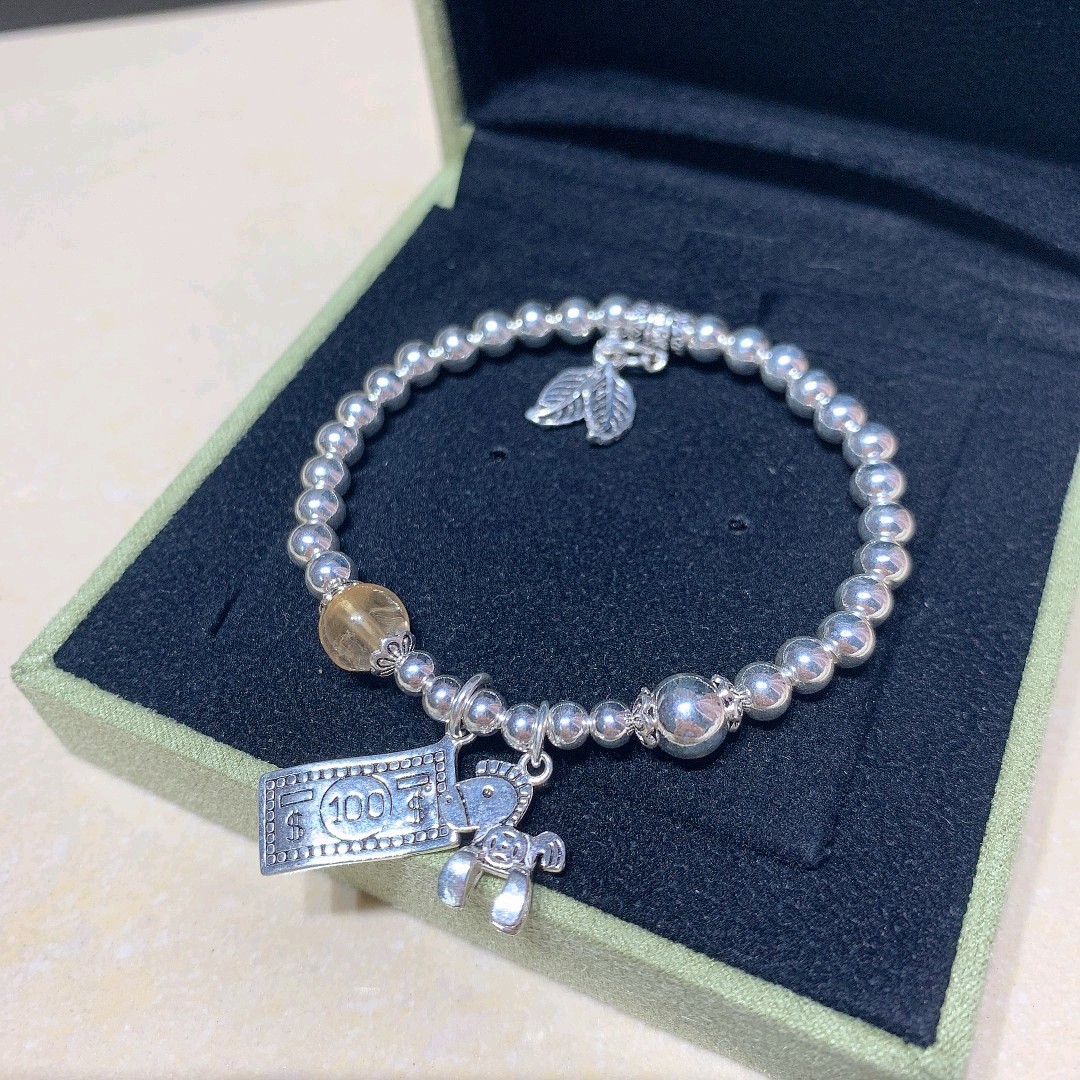 S925 New Yellow Rutilated Quartz Rich Bracelet for a Girlfriend Cool Tide fu gu kuan Lucky Bracelets S925 New Yellow Rutilated Quartz Rich Bracelet for a Girlfriend Cool Tide fu gu kuan Lucky Bracelets