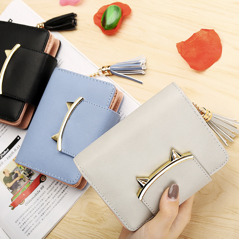 New Sequined Wallet Women&#039;s Short Personalized Tassel Zipper Cute Coin Purse Student Small Wallet Wallet Clutch