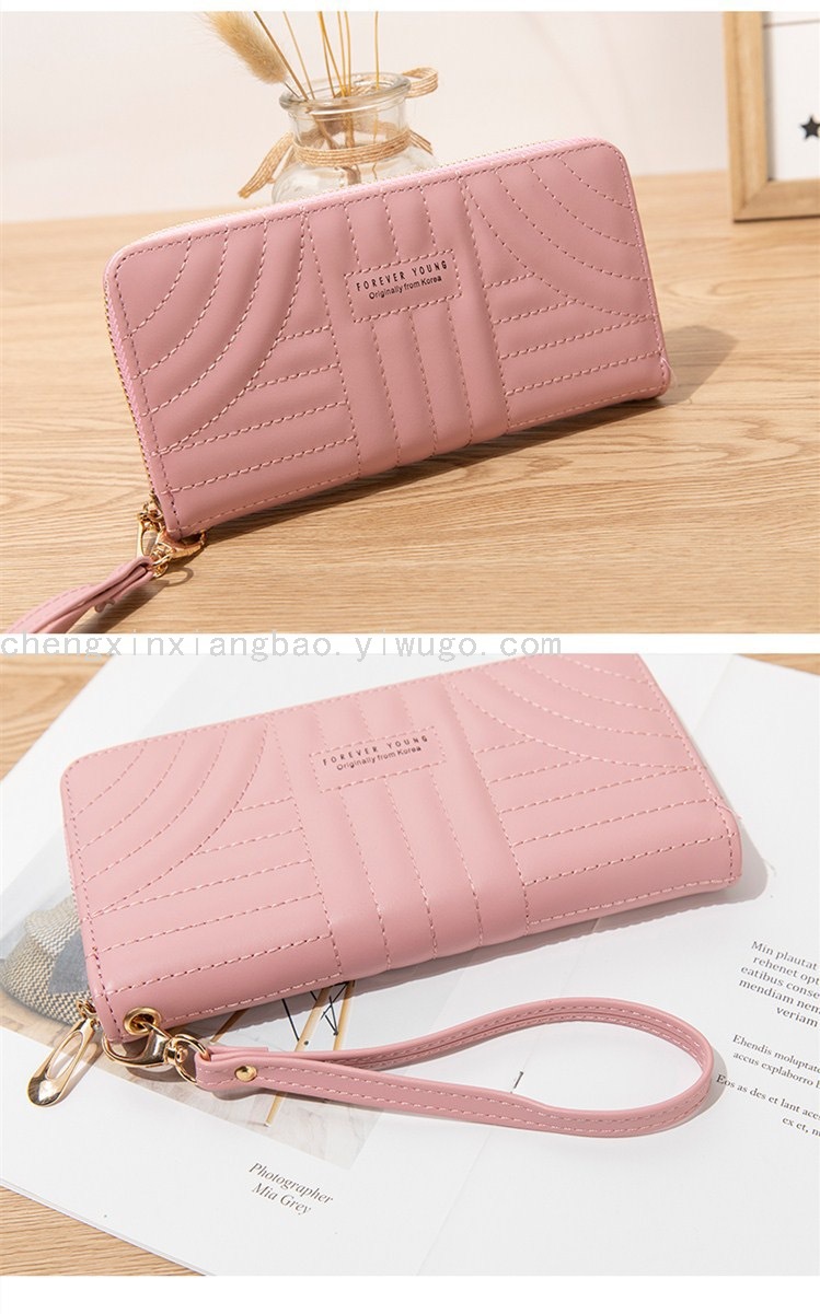 Long Wallet Pu Embroidery Thread Women's Clutch Wallet Korean Card Slots Fashion All-Match Mobile Phone Bag Wholesale Long Wallet Pu Embroidery Thread Women's Clutch Wallet Korean Card Slots Fashion All-Match Mobile Phone Bag Wholesale