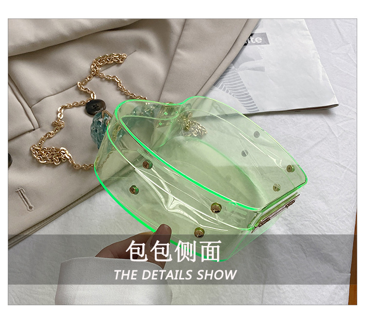 Internet Celebrity Transparent Cell Phone Wallet 2021 Summer Little Fresh Young Girl Personalized Creative Chain Portable Crossbody Gel Bag Tide