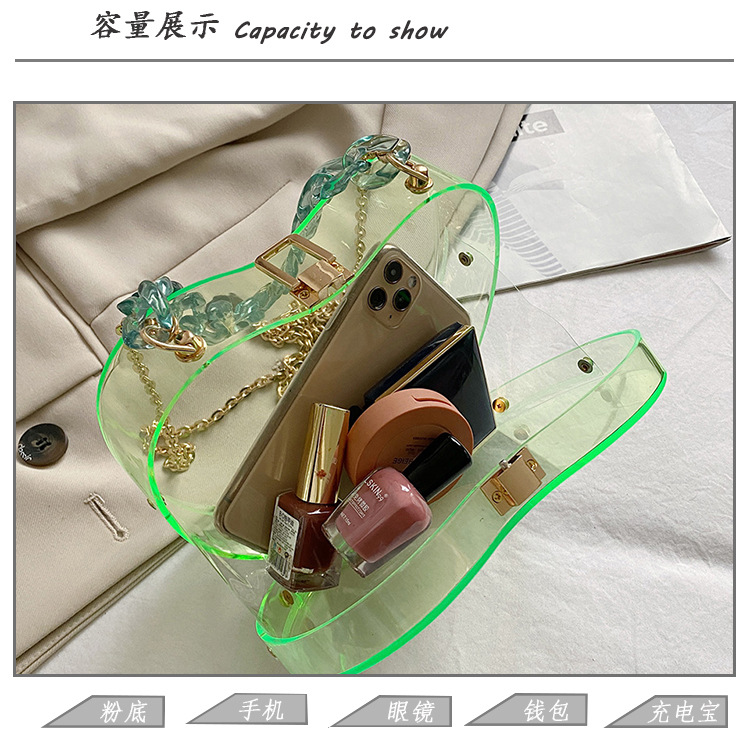 Internet Celebrity Transparent Cell Phone Wallet 2021 Summer Little Fresh Young Girl Personalized Creative Chain Portable Crossbody Gel Bag Tide
