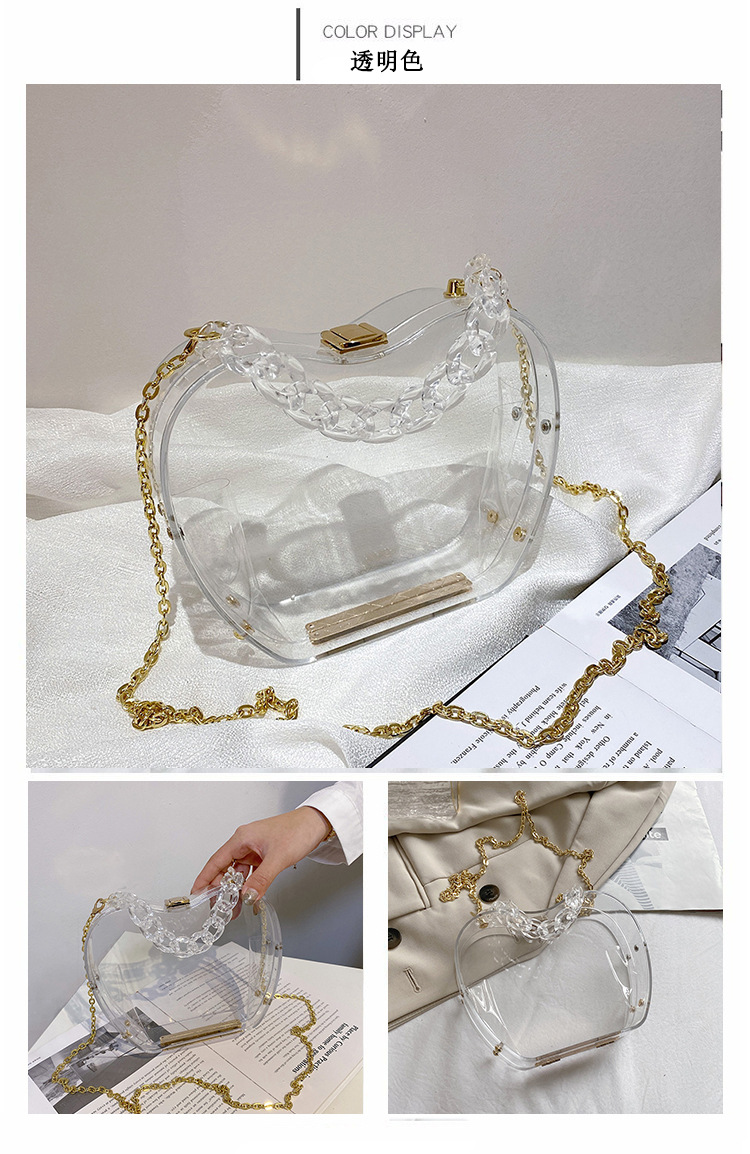 Internet Celebrity Transparent Cell Phone Wallet 2021 Summer Little Fresh Young Girl Personalized Creative Chain Portable Crossbody Gel Bag Tide