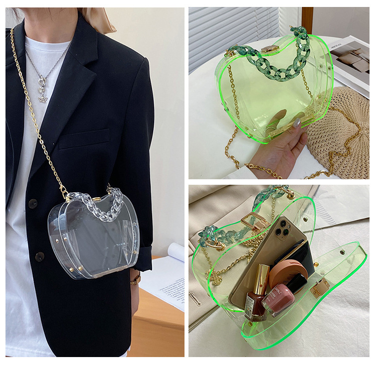 Internet Celebrity Transparent Cell Phone Wallet 2021 Summer Little Fresh Young Girl Personalized Creative Chain Portable Crossbody Gel Bag Tide