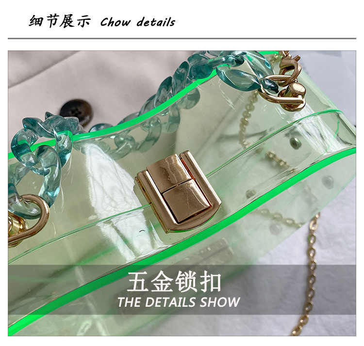 Internet Celebrity Transparent Cell Phone Wallet 2021 Summer Little Fresh Young Girl Personalized Creative Chain Portable Crossbody Gel Bag Tide