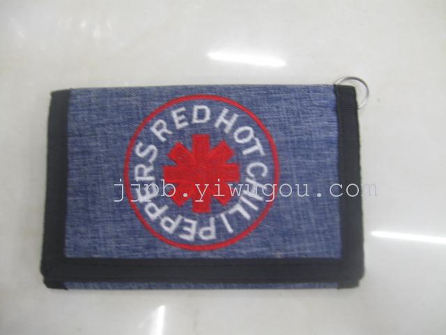 Embroidered flag wallet with denim materials production. Embroidered flag wallet with denim materials production.