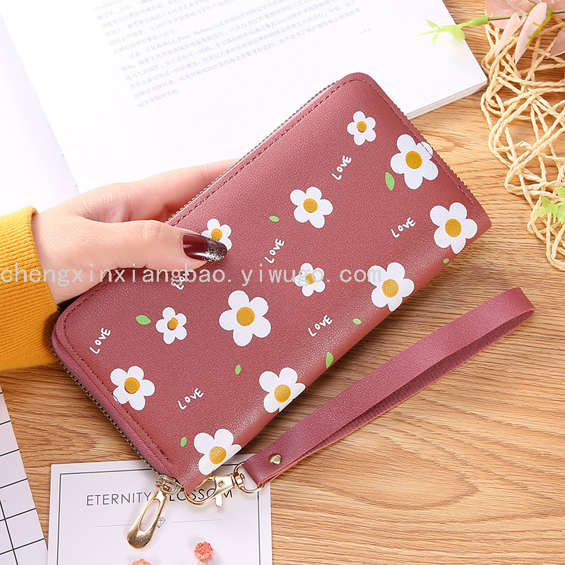 Single-Pull Bag Women&#039;s Wallet Trendy Women&#039;s Bags Zipper Wallet Fashion Printing Large Capacity Change and Phone Clutch