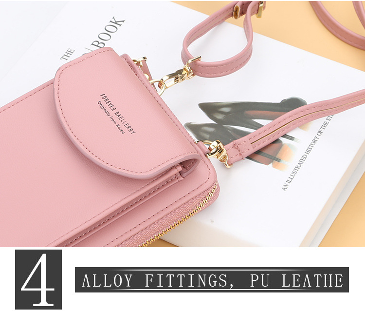 Baellerry Women's Wallet Solid Color Small Over-the-Shoulder Bag Multi-Function Mobile Phone Long Clutch Purse Women