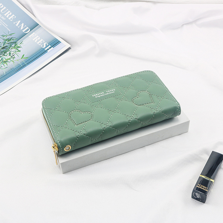 Embroidered Women&#039;s Wallet Trendy Hand-Held Single-Pull Wallet Heart-Shaped Coin Purse Multiple Card Slots Adult Wallet
