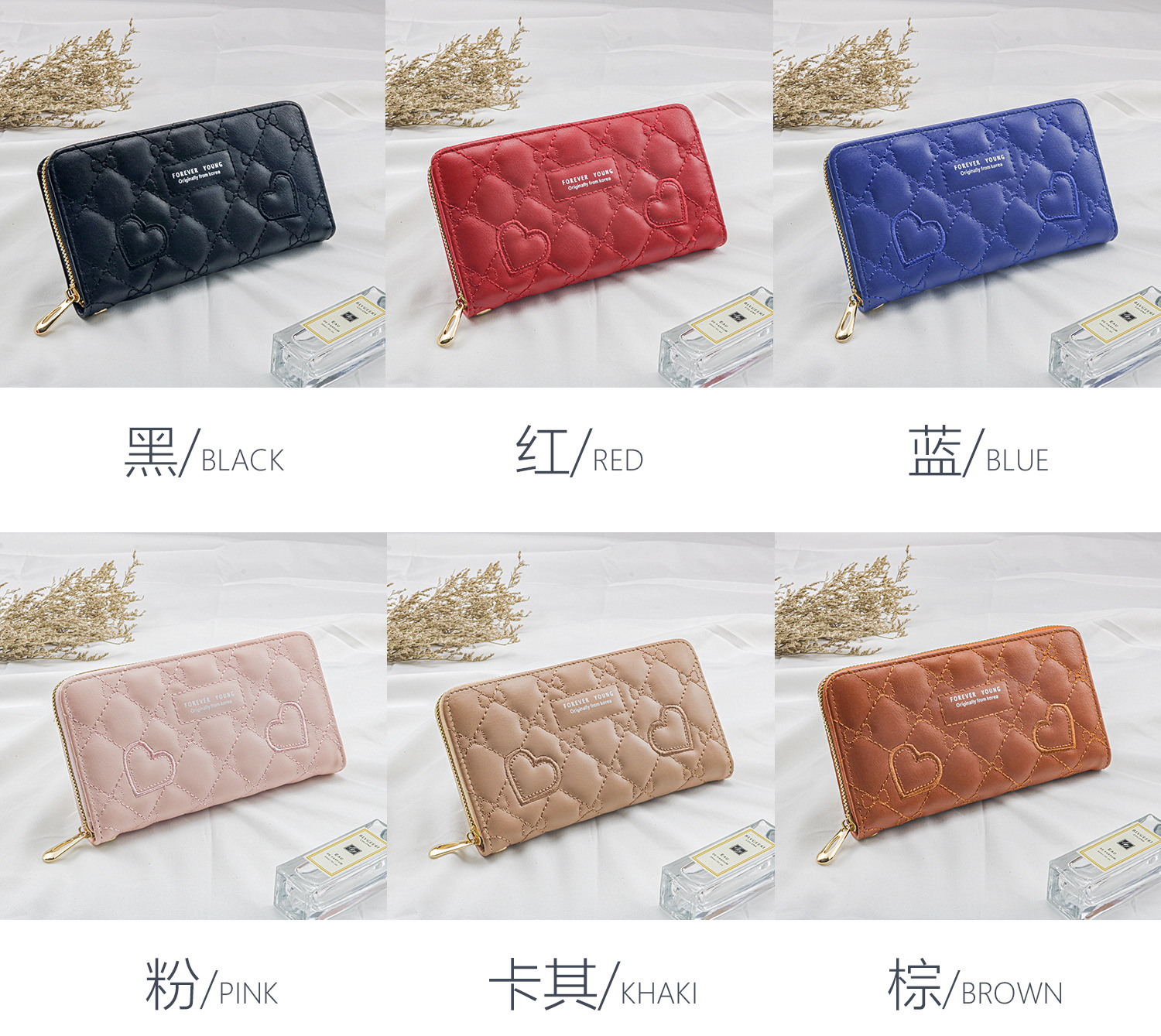Embroidered Women's Wallet Trendy Hand-Held Single-Pull Wallet Heart-Shaped Coin Purse Multiple Card Slots Adult Wallet Embroidered Women's Wallet Trendy Hand-Held Single-Pull Wallet Heart-Shaped Coin Purse Multiple Card Slots Adult Wallet