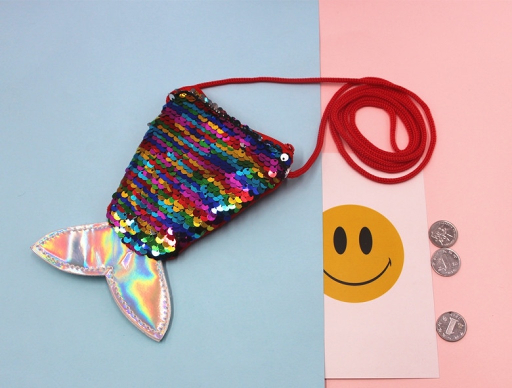 Sequined Mermaid Lanyard Coin Bag Small Wallet Children's Crossbody Small Bag Fish Tail Two-Color Sequined Coin Purse for Women Sequined Mermaid Lanyard Coin Bag Small Wallet Children's Crossbody Small Bag Fish Tail Two-Color Sequined Coin Purse for Women