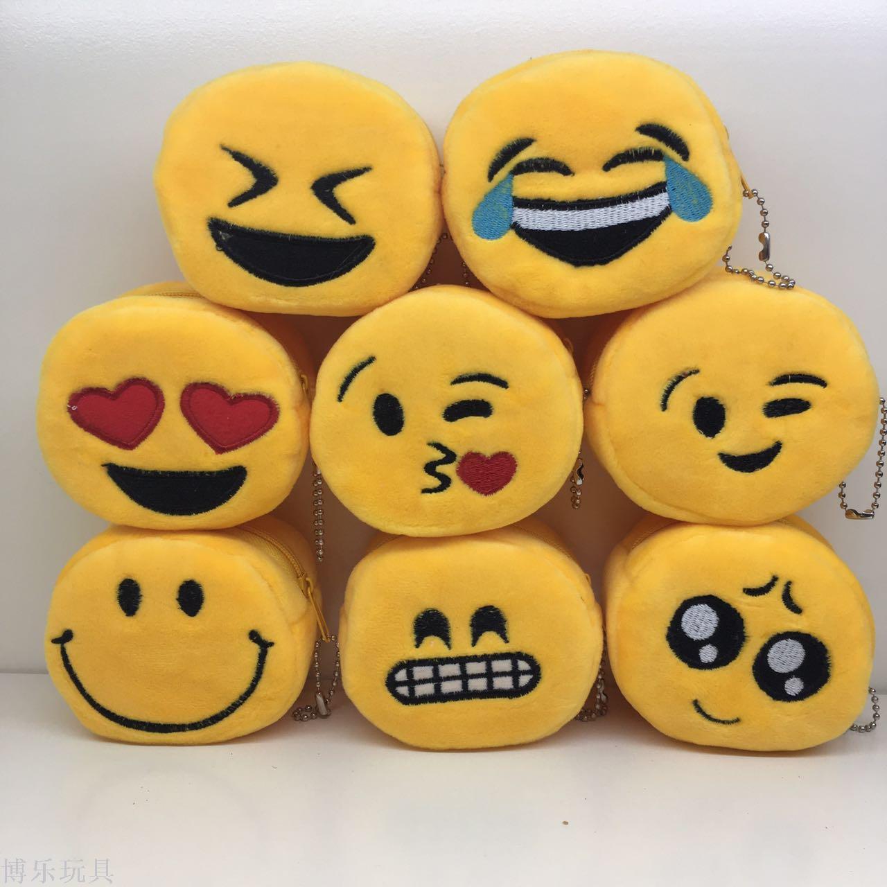 Plush cylindrical zero wallet cartoon QQ expression coin bag portable bag Plush cylindrical zero wallet cartoon QQ expression coin bag portable bag