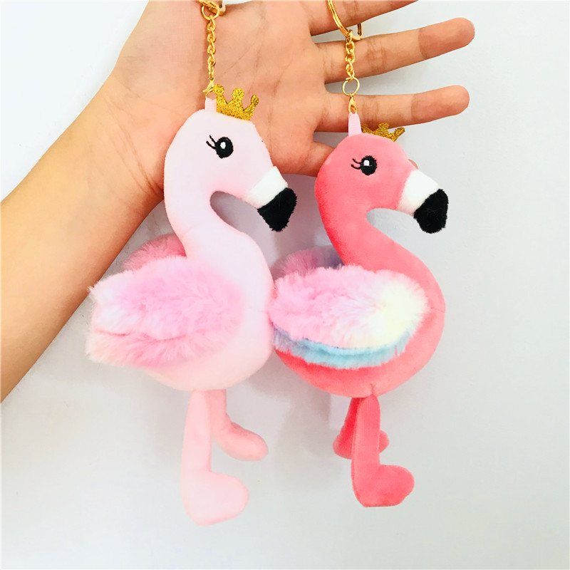 Korea Cute Flamingo Plush Doll Toy Doll Keychain Schoolbag Pendant Jewelry Prize Claw Doll Ins
