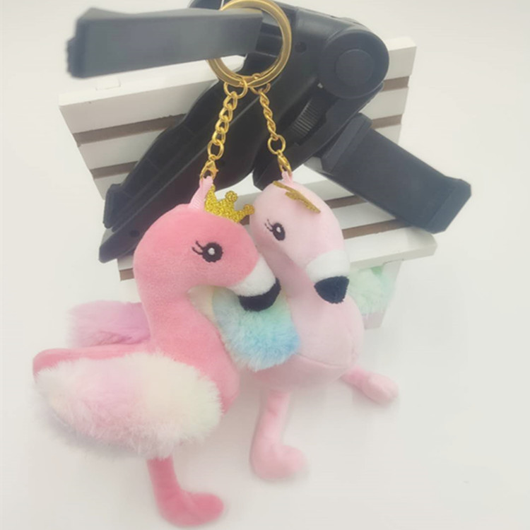 Korea Cute Flamingo Plush Doll Toy Doll Keychain Schoolbag Pendant Jewelry Prize Claw Doll Ins