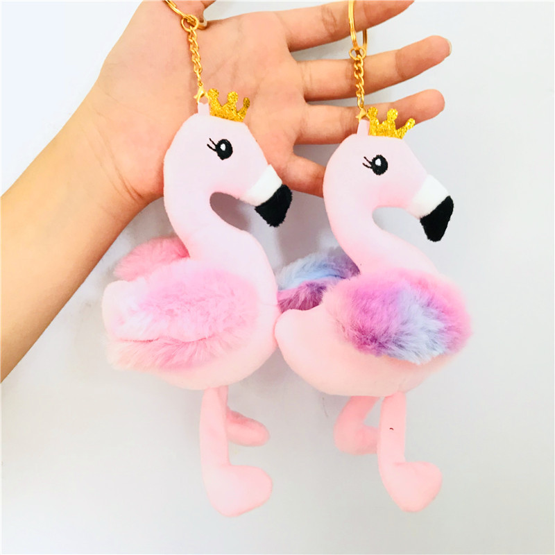 Korea Cute Flamingo Plush Doll Toy Doll Keychain Schoolbag Pendant Jewelry Prize Claw Doll Ins