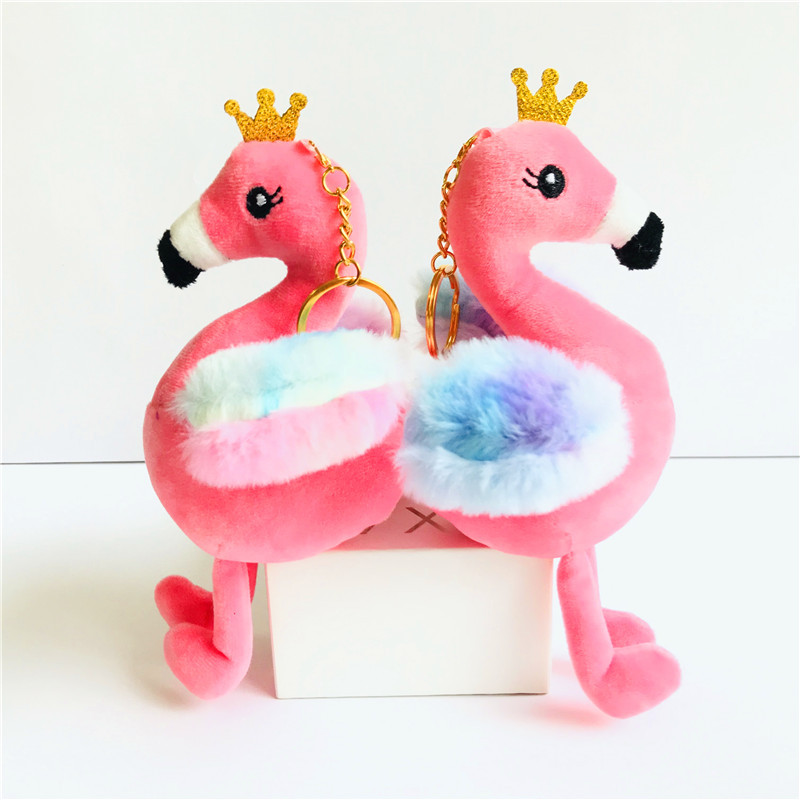 Korea Cute Flamingo Plush Doll Toy Doll Keychain Schoolbag Pendant Jewelry Prize Claw Doll Ins