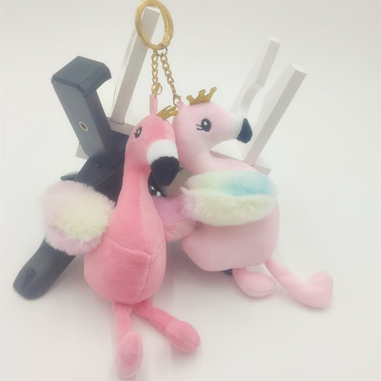 Korea Cute Flamingo Plush Doll Toy Doll Keychain Schoolbag Pendant Jewelry Prize Claw Doll Ins