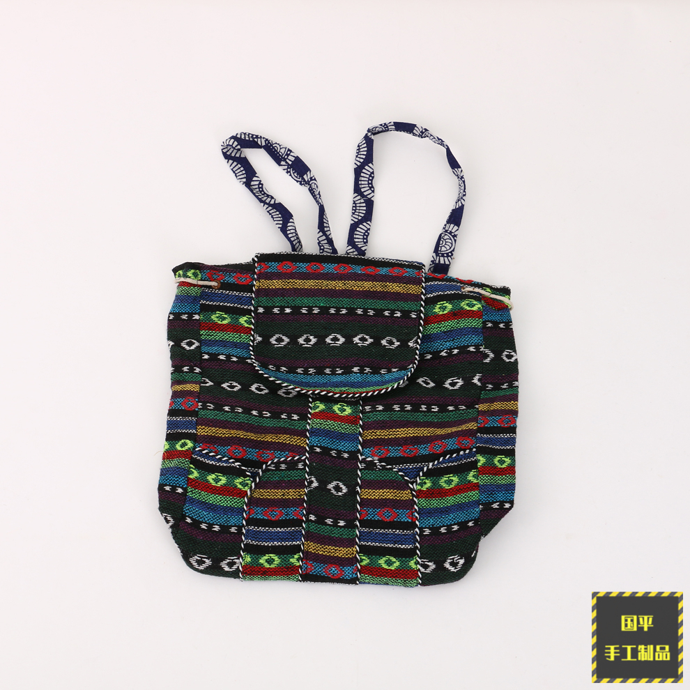 Ethnic Style Special New Fashion Women&#039;s Cotton Handmade Backpack with Shoulder Back Cover Can Be Closed Schoolbag