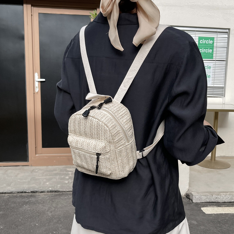 Retro Popular Woven Bag Backpack Female 2021 New Straw Backpack Small Schoolbag Woven Bag Retro Popular Woven Bag Backpack Female 2021 New Straw Backpack Small Schoolbag Woven Bag