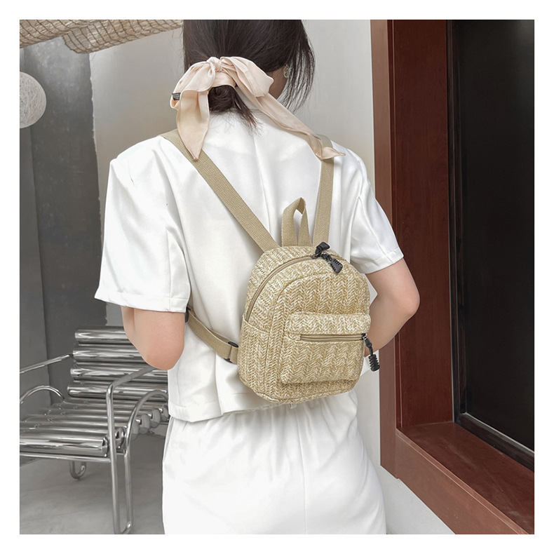 Retro Popular Woven Bag Backpack Female 2021 New Straw Backpack Small Schoolbag Woven Bag Retro Popular Woven Bag Backpack Female 2021 New Straw Backpack Small Schoolbag Woven Bag