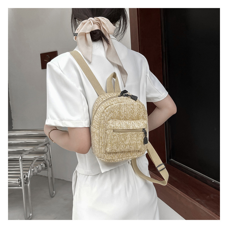 Retro Popular Woven Bag Backpack Female 2021 New Straw Backpack Small Schoolbag Woven Bag Retro Popular Woven Bag Backpack Female 2021 New Straw Backpack Small Schoolbag Woven Bag