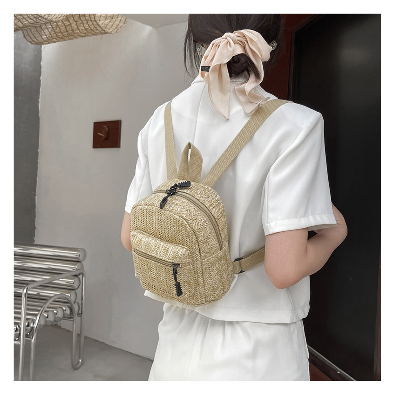 Retro Popular Woven Bag Backpack Female 2021 New Straw Backpack Small Schoolbag Woven Bag Retro Popular Woven Bag Backpack Female 2021 New Straw Backpack Small Schoolbag Woven Bag