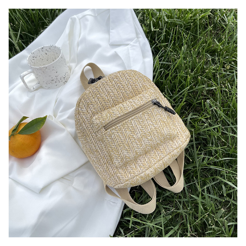 Retro Popular Woven Bag Backpack Female 2021 New Straw Backpack Small Schoolbag Woven Bag Retro Popular Woven Bag Backpack Female 2021 New Straw Backpack Small Schoolbag Woven Bag